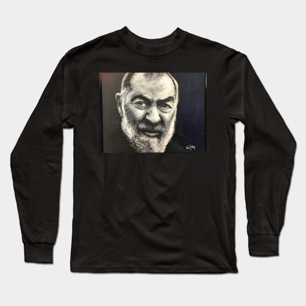 Saint Padre Pio Long Sleeve T-Shirt by artdesrapides